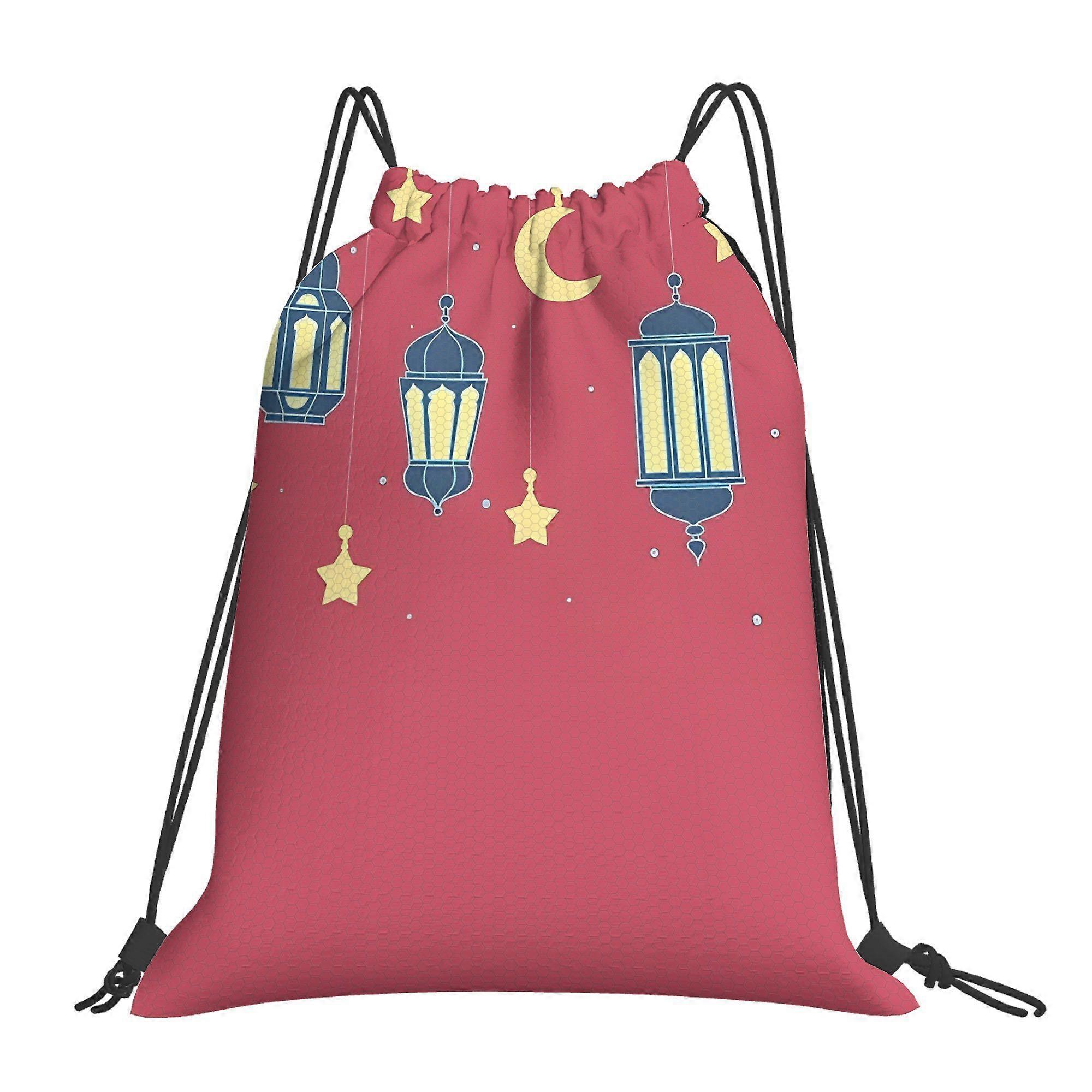 1pc Supplication When Sighting RamadanS Crescent Sport Drawstring Backpack-Cqazw