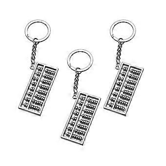 3pcs Eight-row Abacus Keychains Creative Key Holder Stylish Key Ring Key Decoration Small Gift for Men Women (Silver)