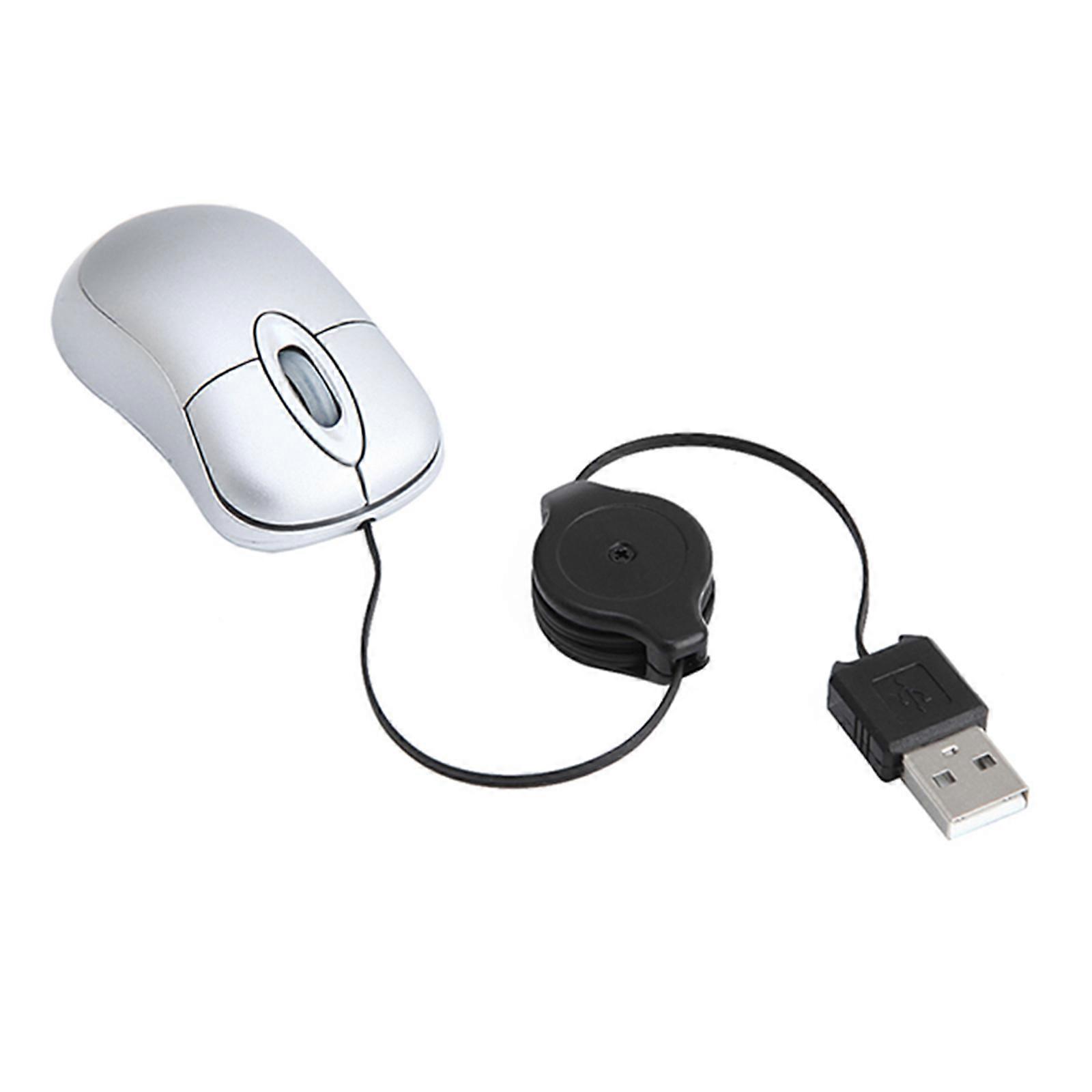 Creative USB Wired Mouse Mini Telescopic Mouse Computer Notebook Mouse Portable Mouse (Silver)