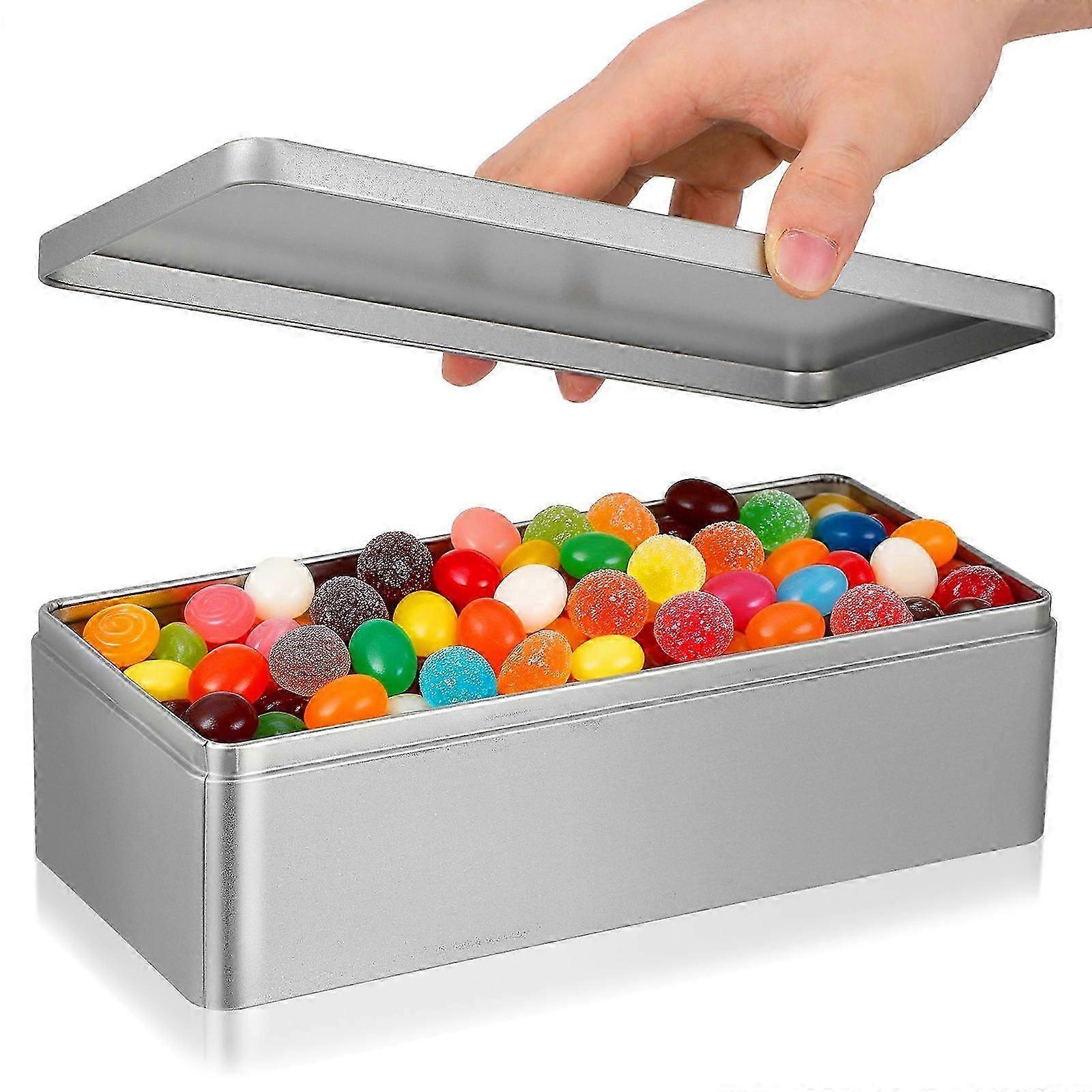 Rectangular Tinplate Tea Leaves Can for Storage Silver Tin Box