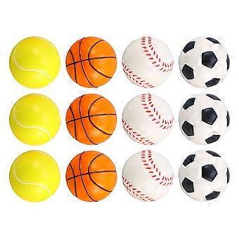 Ballons de sport en mousse solide pour enfants, lot de 12 balles de football, basketball et baseball