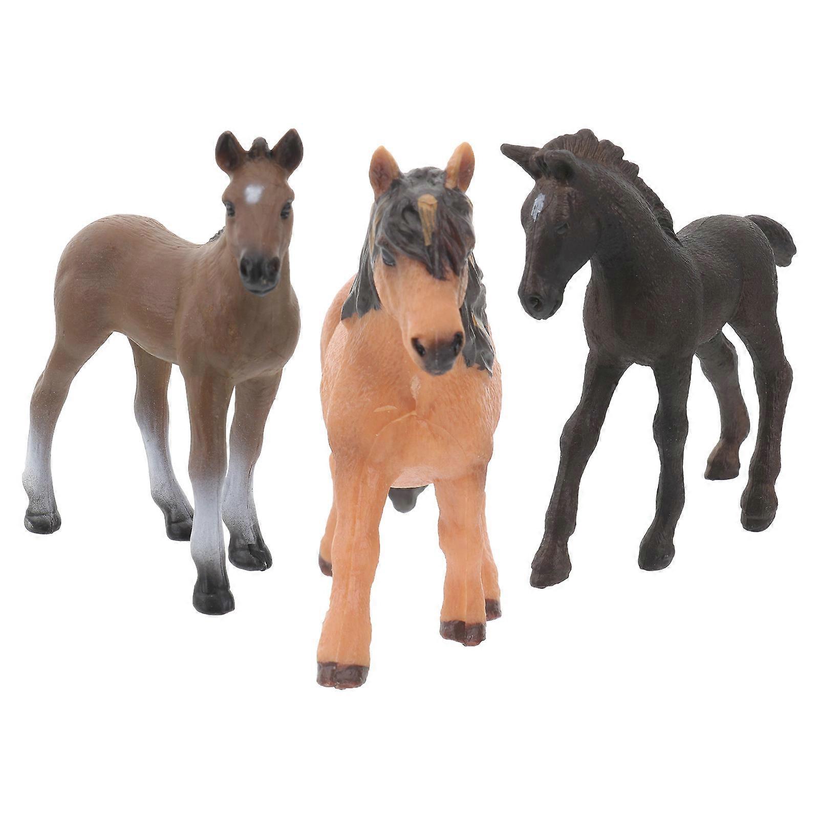 3 Pcs Practical Desktop Decorations Realistic Cognitive Playthings Horse Models