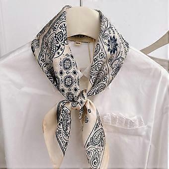 70*70cm Silk Scarf for Women - Korean Cashew Flower Print Neck Square Scarf