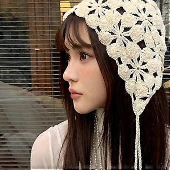 Women Knitted Head Beanie Crochet Beanie Hat Twisted Tea Hat Lace Beanie Caps Hat Cotton C