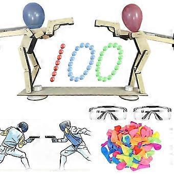 Handmade Wooden Fencing Puppets Balloon Game, Handmade Wooden Battle Bots Whack a Balloon Games, Party Games for Adults and Kids, Fun Board Games