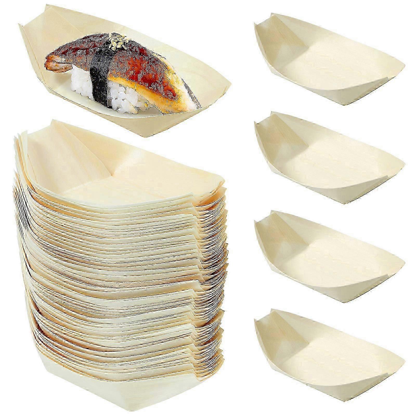 SHEVT-100 Assiettes à sushis jetables en bois naturel pour la maison et le restaurant