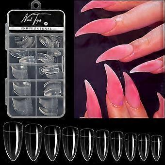 100Pcs/set Halloween Nail Tips Curved Nail Tips Hawk Curved Half Cover Fake Tips Medium Claw Nails Tips for Nails