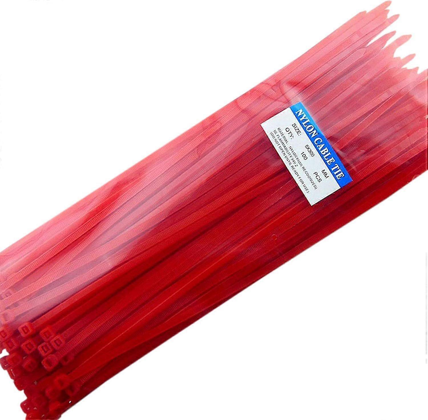 12" Heavy Duty Self Locking Nylon Cable Zip Ties,100 Pcs (Red)