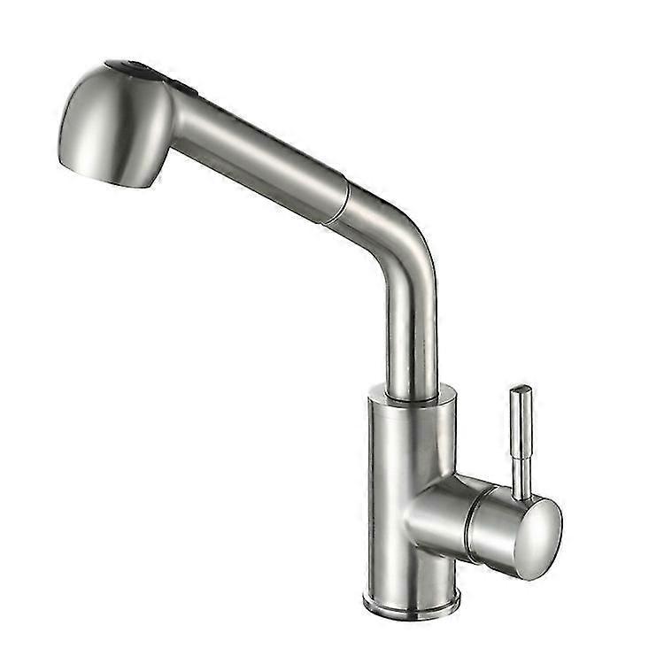 Brushed Nickel Kitchen Faucet - Pipe-shaped Pull-down Spout