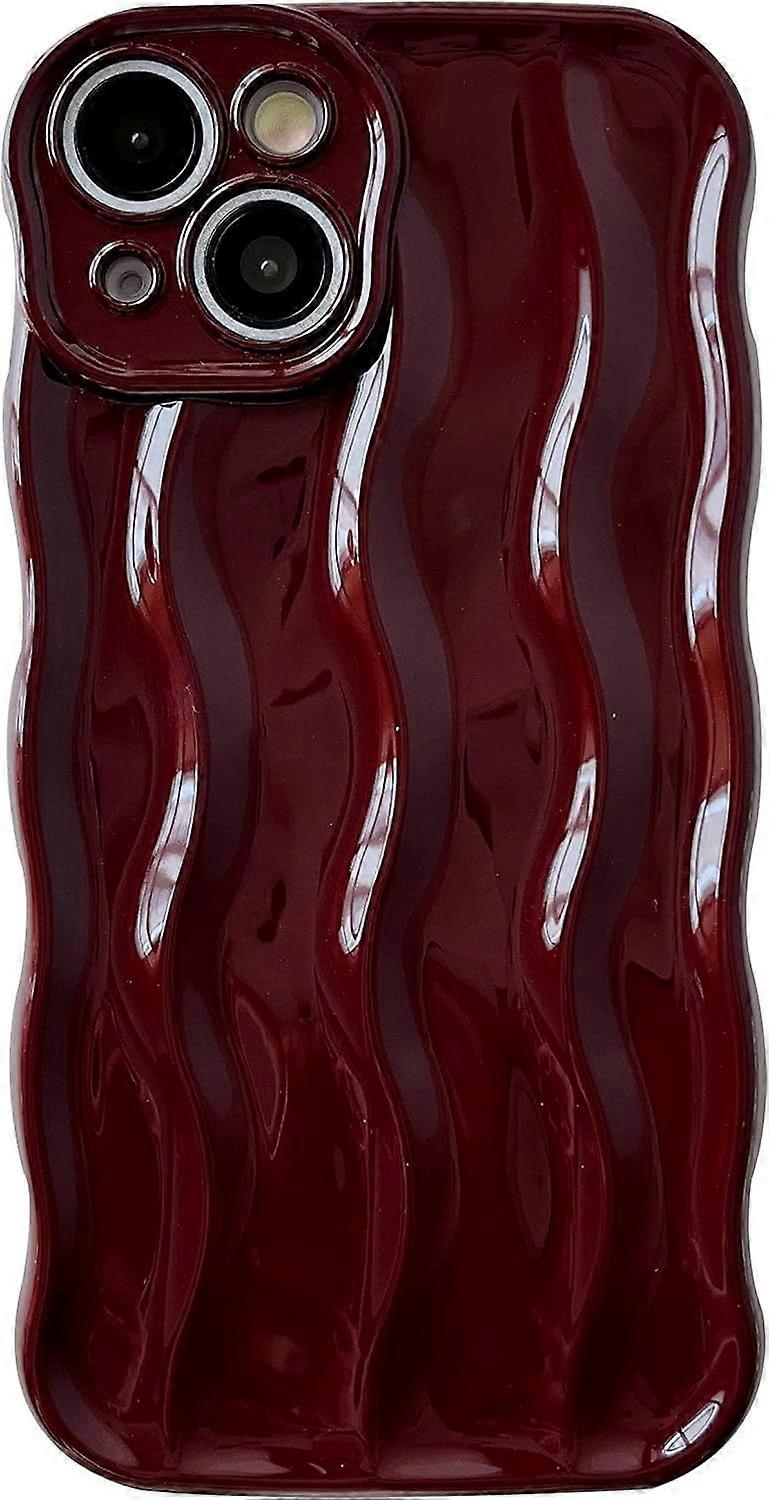 Water Ripple Pattern Curly Wave Frame Soft Compatible with iPhone Case (Red,iPhone 13 Pro)