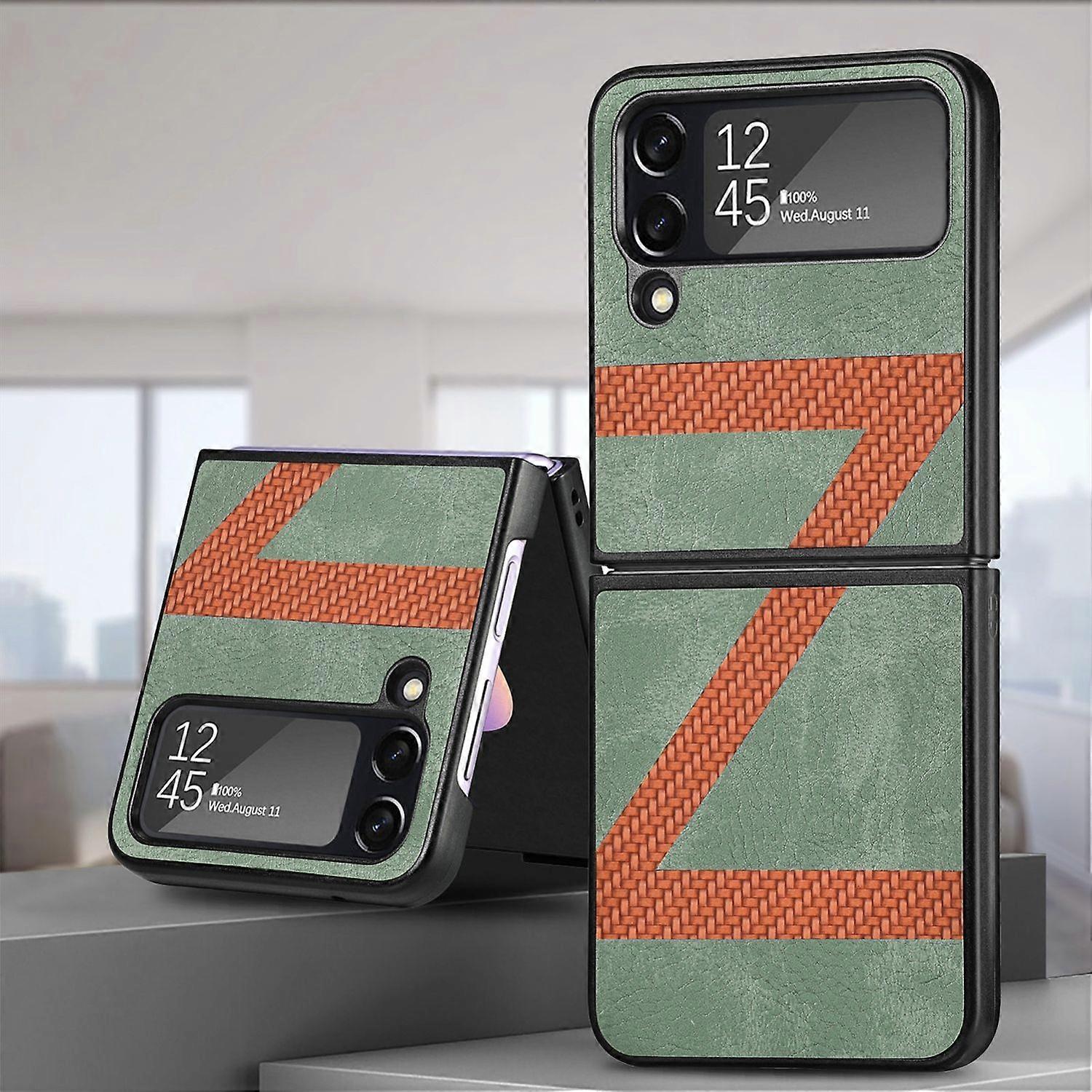For Samsung Galaxy Z Flip4 5G Faux Leather / Z-Pattern Phone Case Cover New
