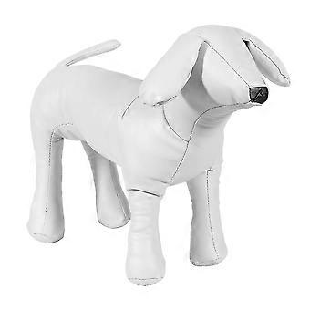 Standing leather dog doll, white, L-AY, for pet shop display