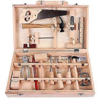 16 Pcs Children's Real Carpenter Tool Kit Multifunctional Wood Maintenance Tool Box