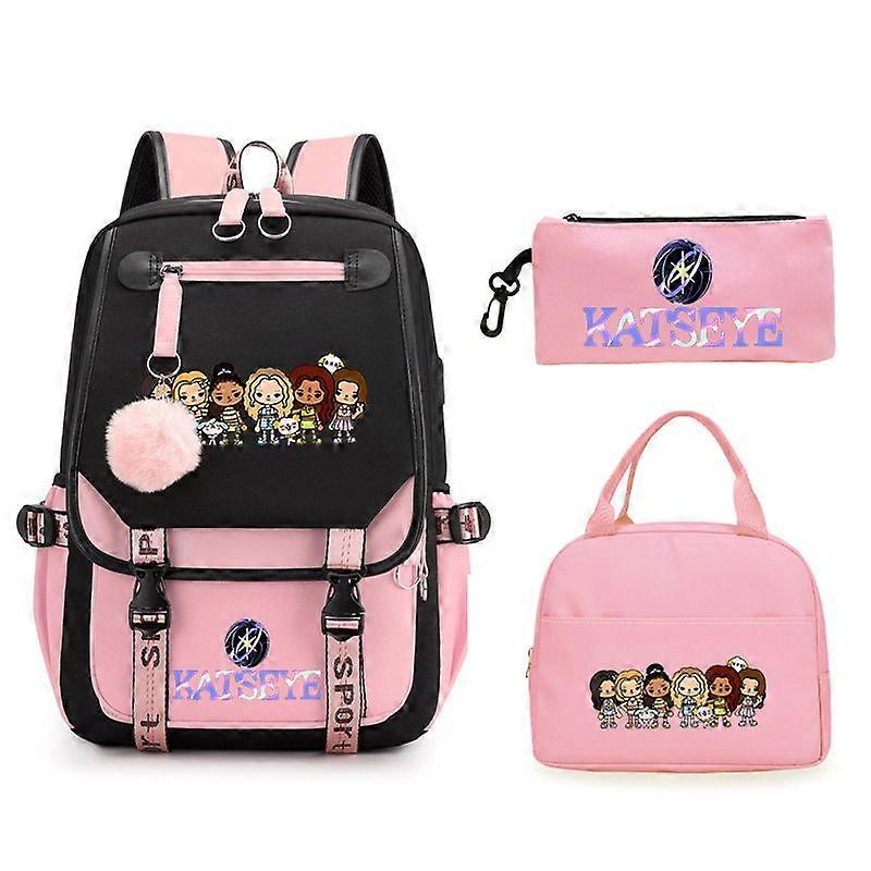 Katseye backpack large capacity casual backpack three piece set