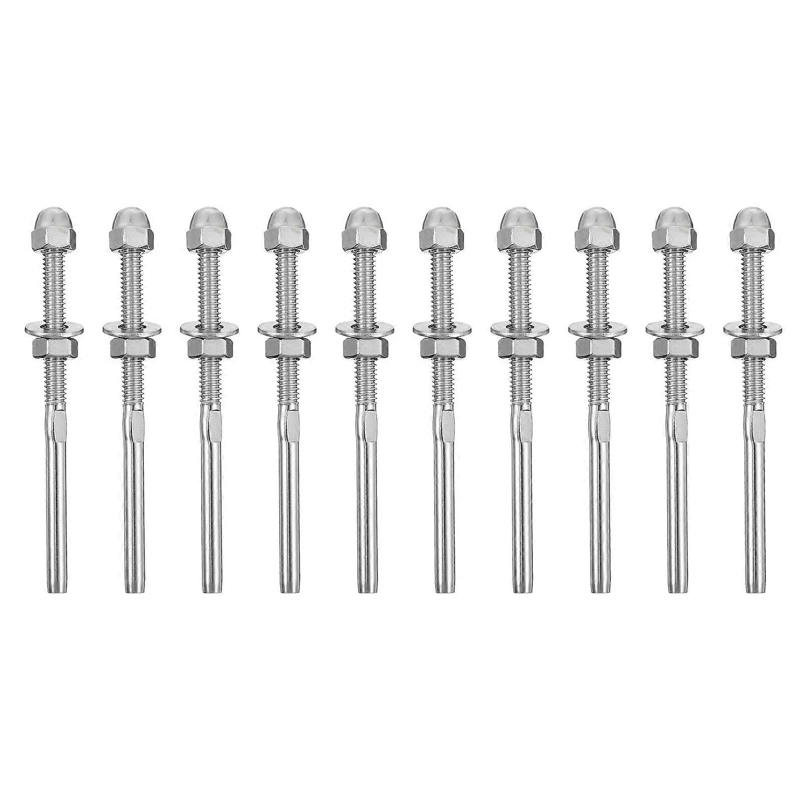 10pcs End Caps Threaded Stainless Steel Cable Tensioner for Deck Railing Systems