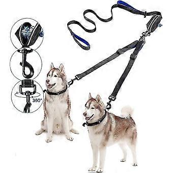 Dual 2 Hundeleine, 2 große Hunde (50kg / 180lbs) Hundeleine mit Poop Bag Spender, 6.6ft Einstellbare Leine reflektierendes Tangle Free (2 Hunde)