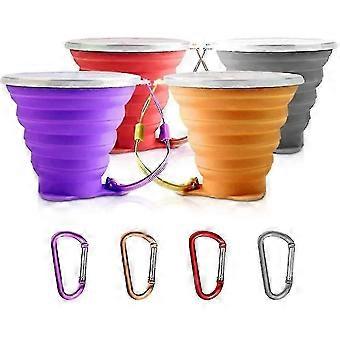 4pcs Faltbare Reiseschale mit Deckel, tragbare Silikon Multifunktion einziehbar