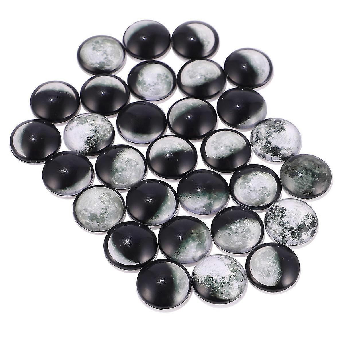 Printed Glass Moon Eclipse Cabochons for Craft Projects 100Pcs Set