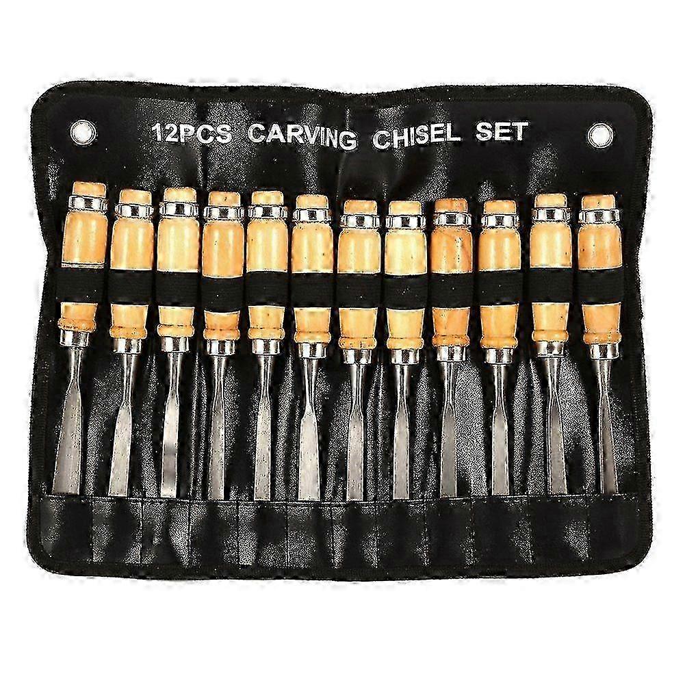 12PCS Wood Carving Hand Chisel Set Woodworking Professional Lathe Gouges Tools
