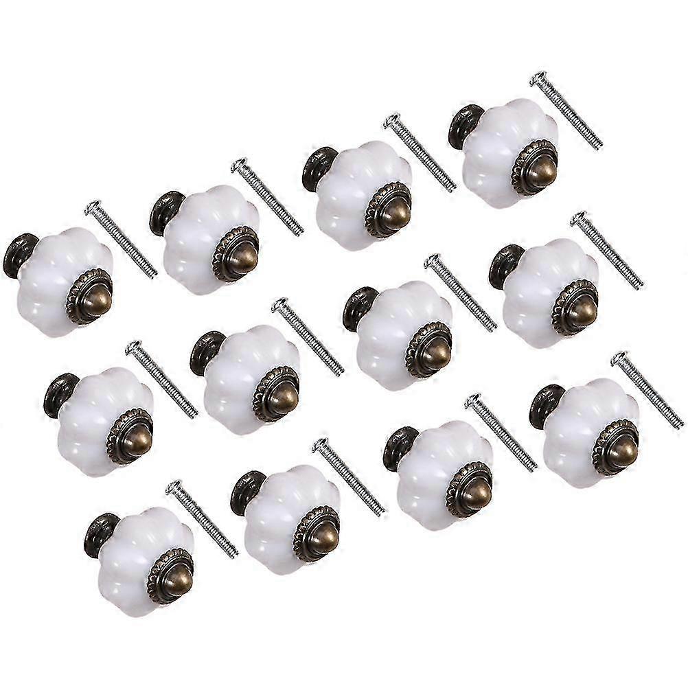 12Pcs Vintage Ceramic Cabinet Drawer Knobs, Antique Door Pull Handles