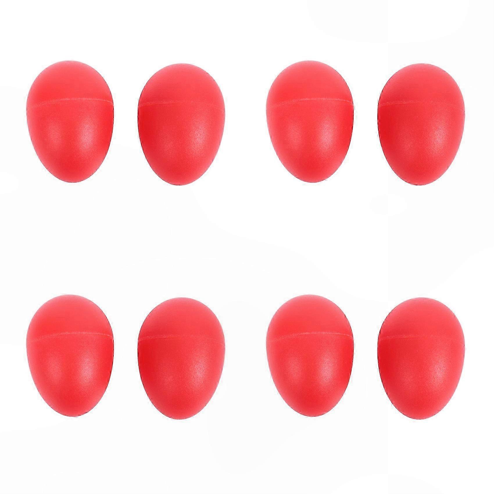 Plastic Egg Maraca Shakers, 4 Pair Red Percussion Musical Instruments