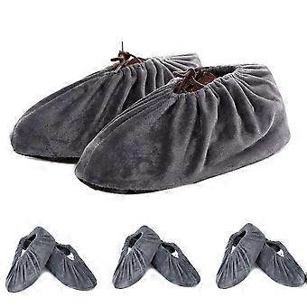 4 Pairs Reusable Non Slip Shoe Covers for Indoor Use, Washable Floor Protection, Fits US 5.510