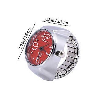 Minimalist Quartz Unisex Ring Watch for Wearing with Red Stainless Steel
