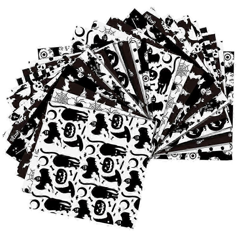 96 Sheets DIY Craft Paper Black Halloween Pattern for Scrapbooking Projects
