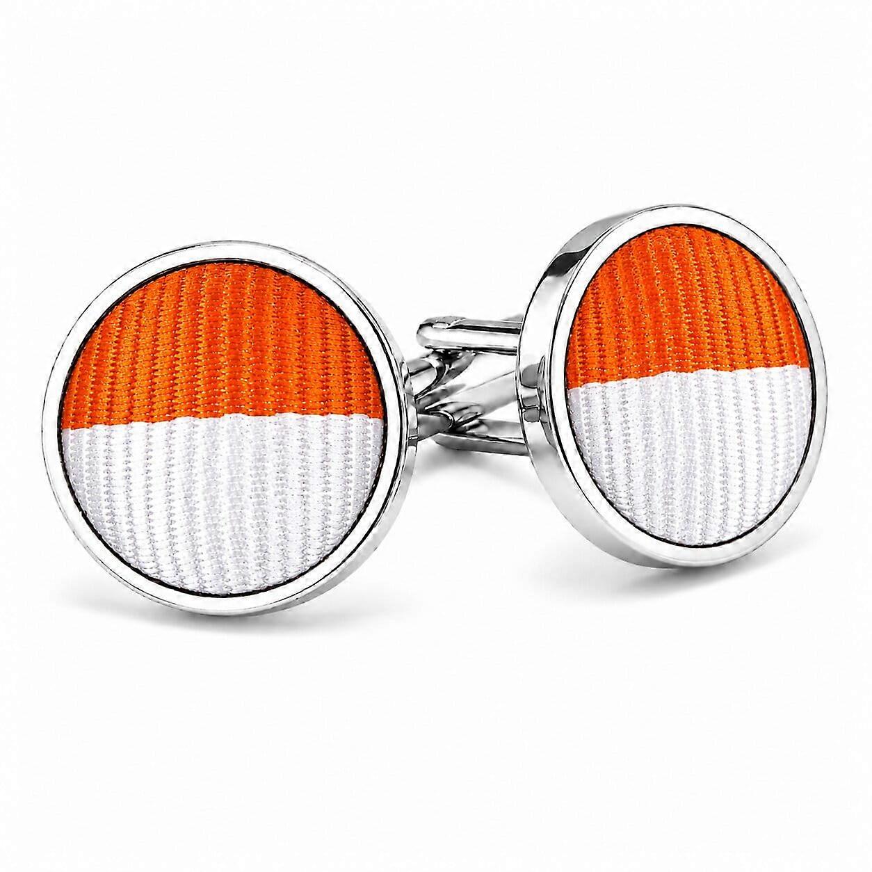 Orange and White Striped Cufflinks