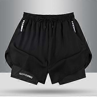 Mens Quick-Dry Double-Layer Swim Trunks Beach Surfing Swimming Wear