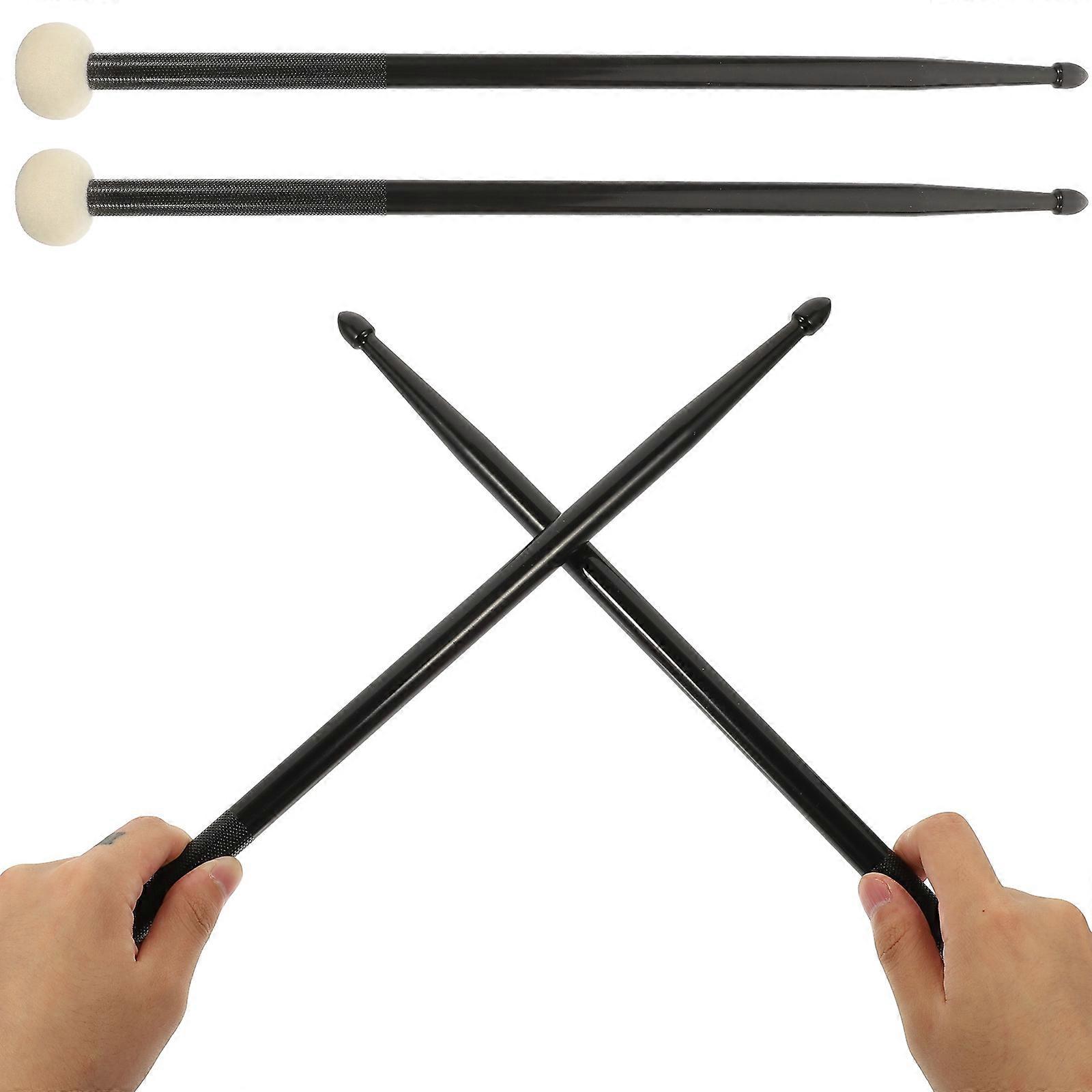 Black Double-End Drumsticks Practical Performance Drum Sticks for Drum 1Pair