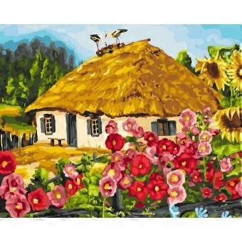 Charming Countryside Cottage Flower Garden Stork Jigsaw Puzzle RNB1480