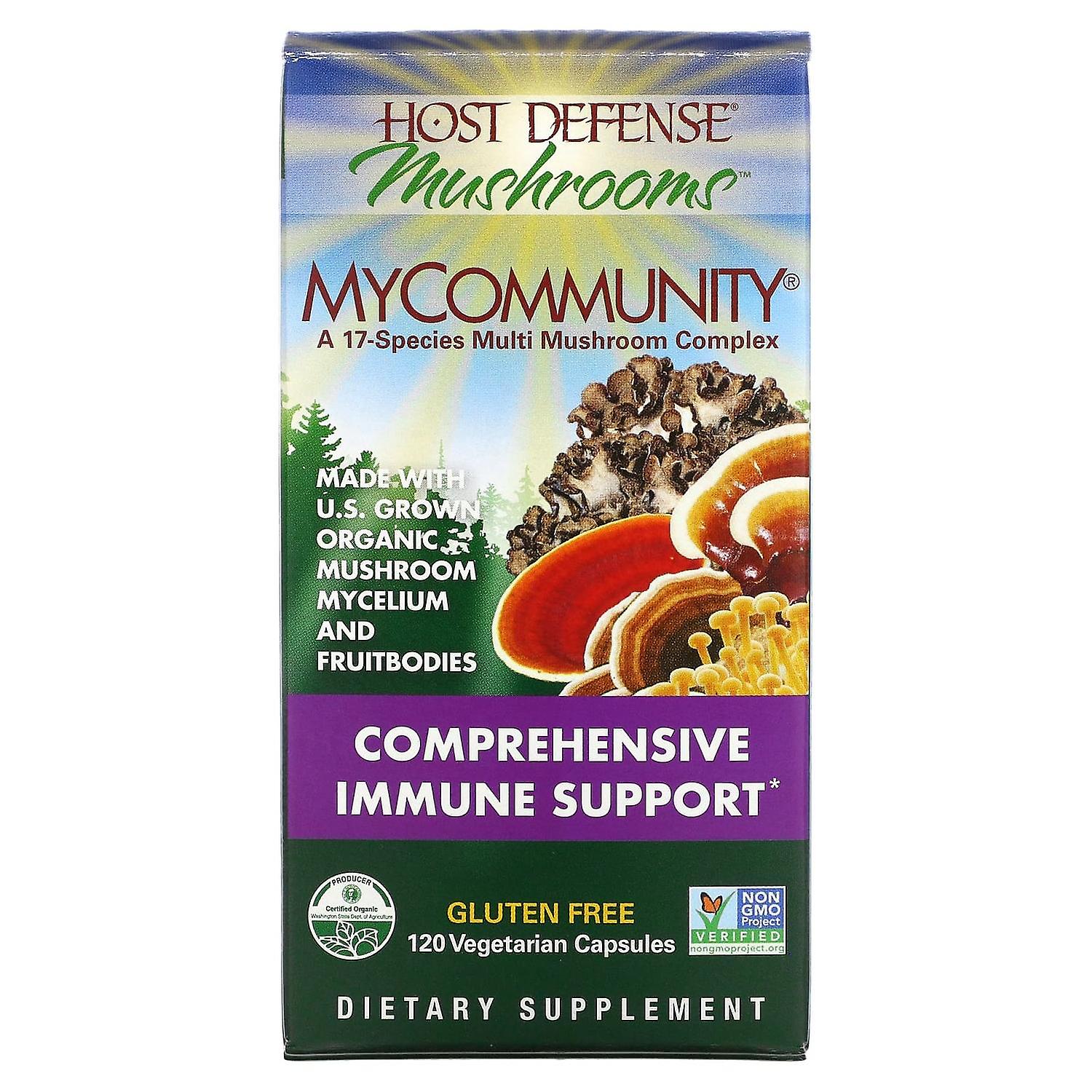 Fungi Perfecti Host Defense, MyCommunity, A 17 Species Multi Mushroom Complex, 120 Vegetarian Capsul