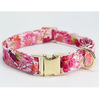 Dog Collar Flower Pattern With Safety Metal Buckle Adjustable Collar, Suitable For Small, Medium And Large Dogs And Cats(S)