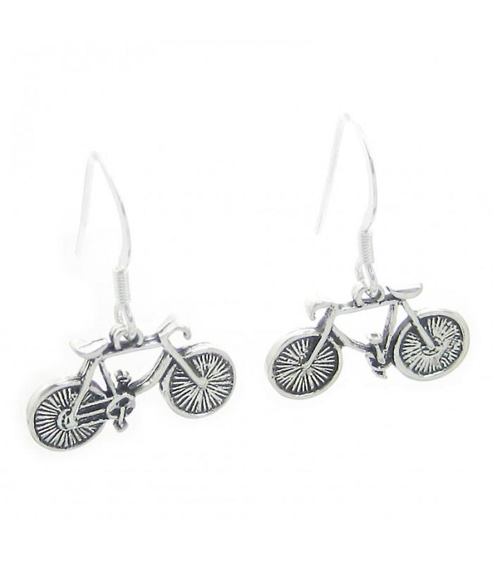 Bicycle Earrings Sterling Silver .925 X 1 Pair Bikes Drops