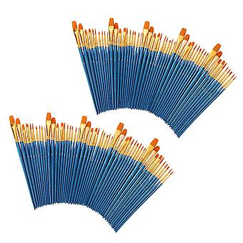 100 Piece Wood Nylon Hair Painting Brush for Watercolor Acrylic Oil Painting