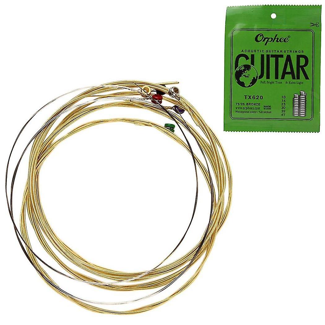 6pcs/set Acoustic Guitar String Hexagonal Core+8% Nickel Full, Bright Tone& Extra Light Extra Ligh