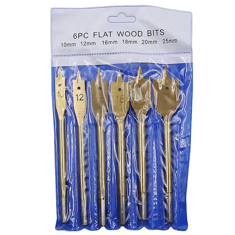 6 TITANIUM FLAT WOOD DRILL BITS 10 - 25 MM