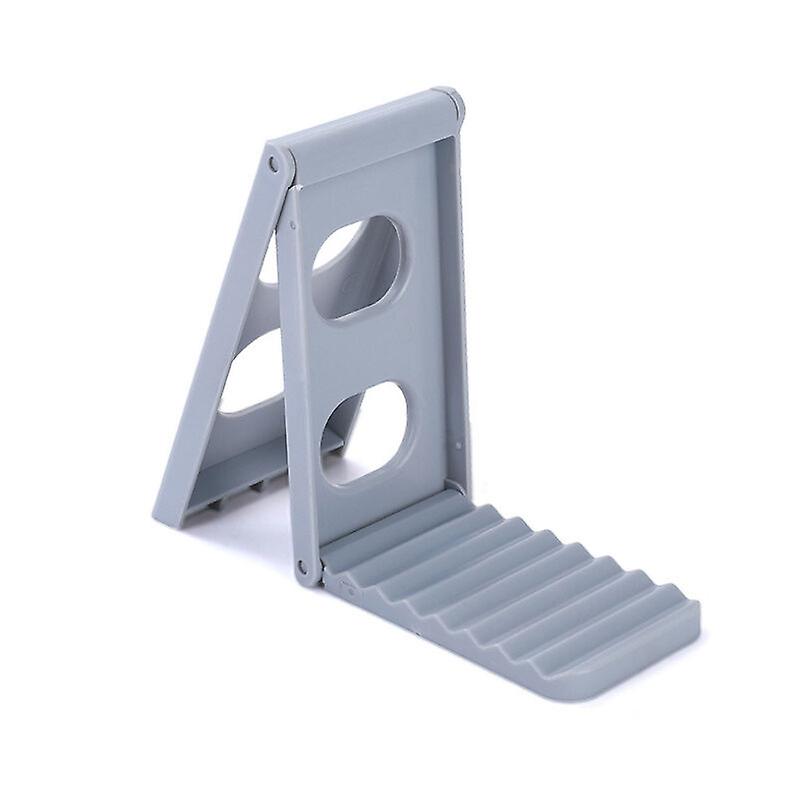 1 Pcs Multifunctional Plastic Pot Lid Holder, Foldable Kitchen Dish Drain Rack, Kitchen Storage Rack, Gray