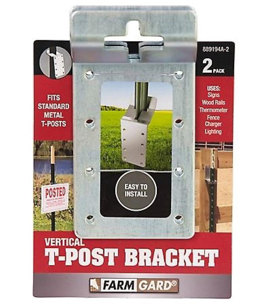 FARMGARD 889194A-2 Galvanized Steel Vertical T-Post Bracket 2-Pack