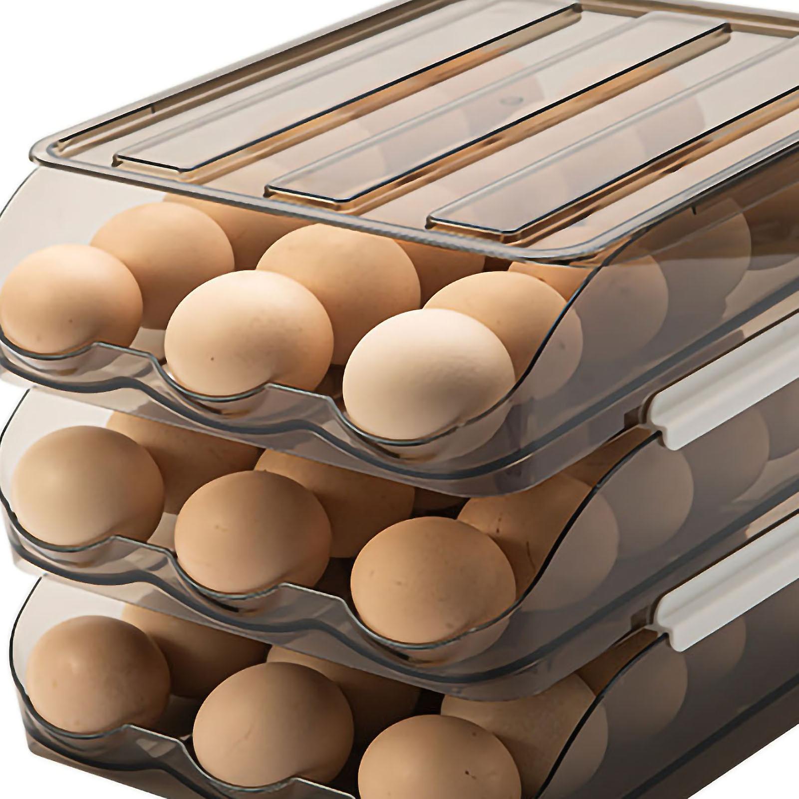 Refrigerator Preservation Storage Box Rolling Multilayer Transparent Egg Storage Box for Kitchen Three Layers 