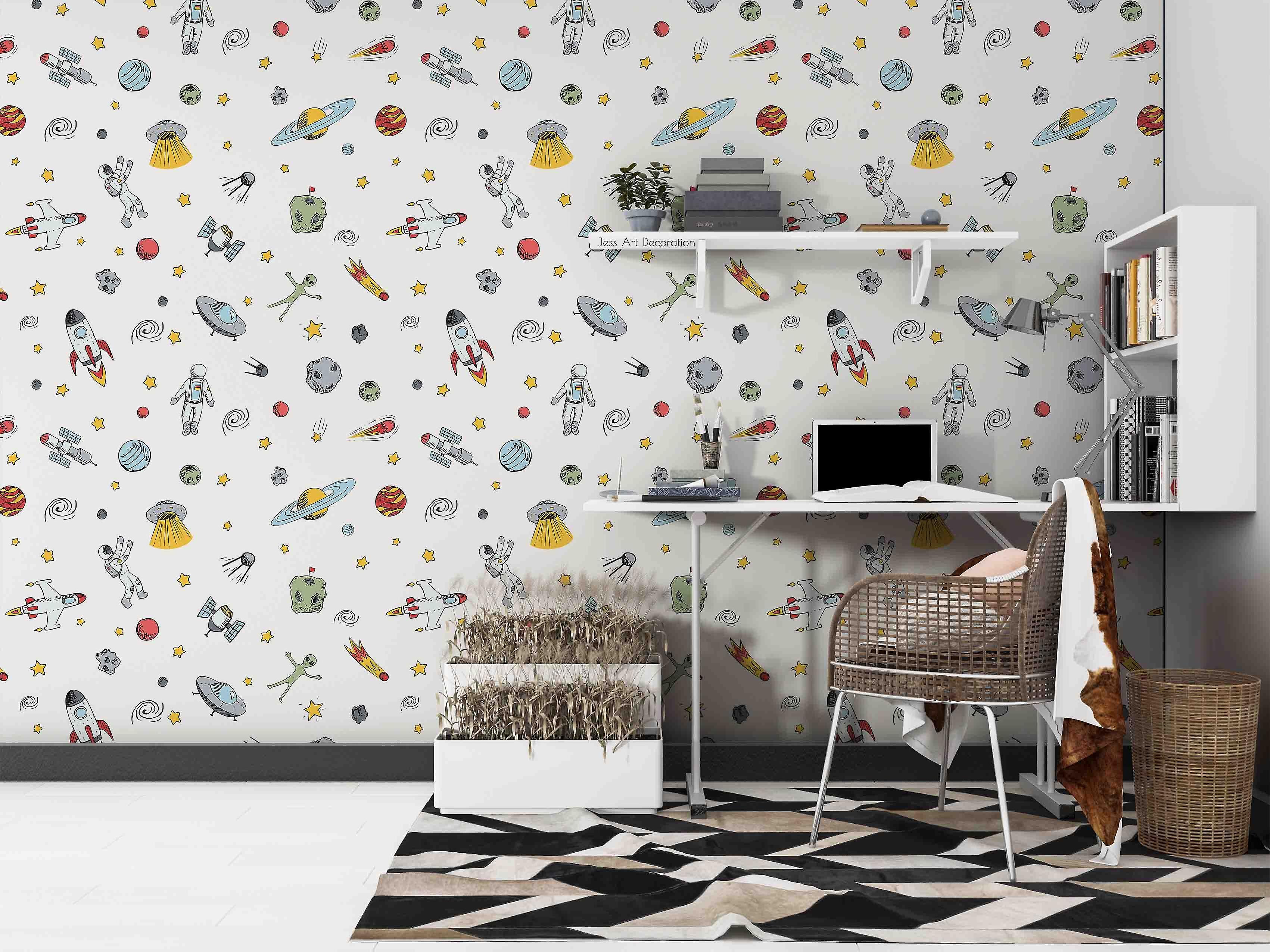 3D Astronaut Rocket Meteorite Planet Pattern Wall Mural Wallpaper Gd 3002