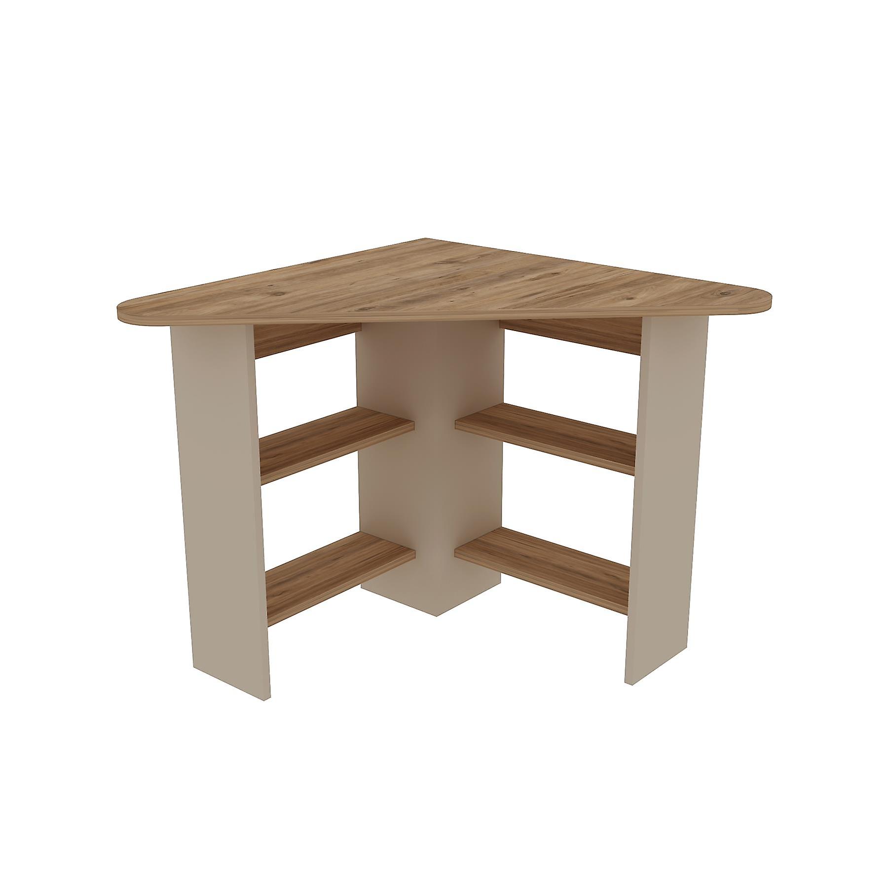 Corner Computer Desk - Atlantic Pine & Beige