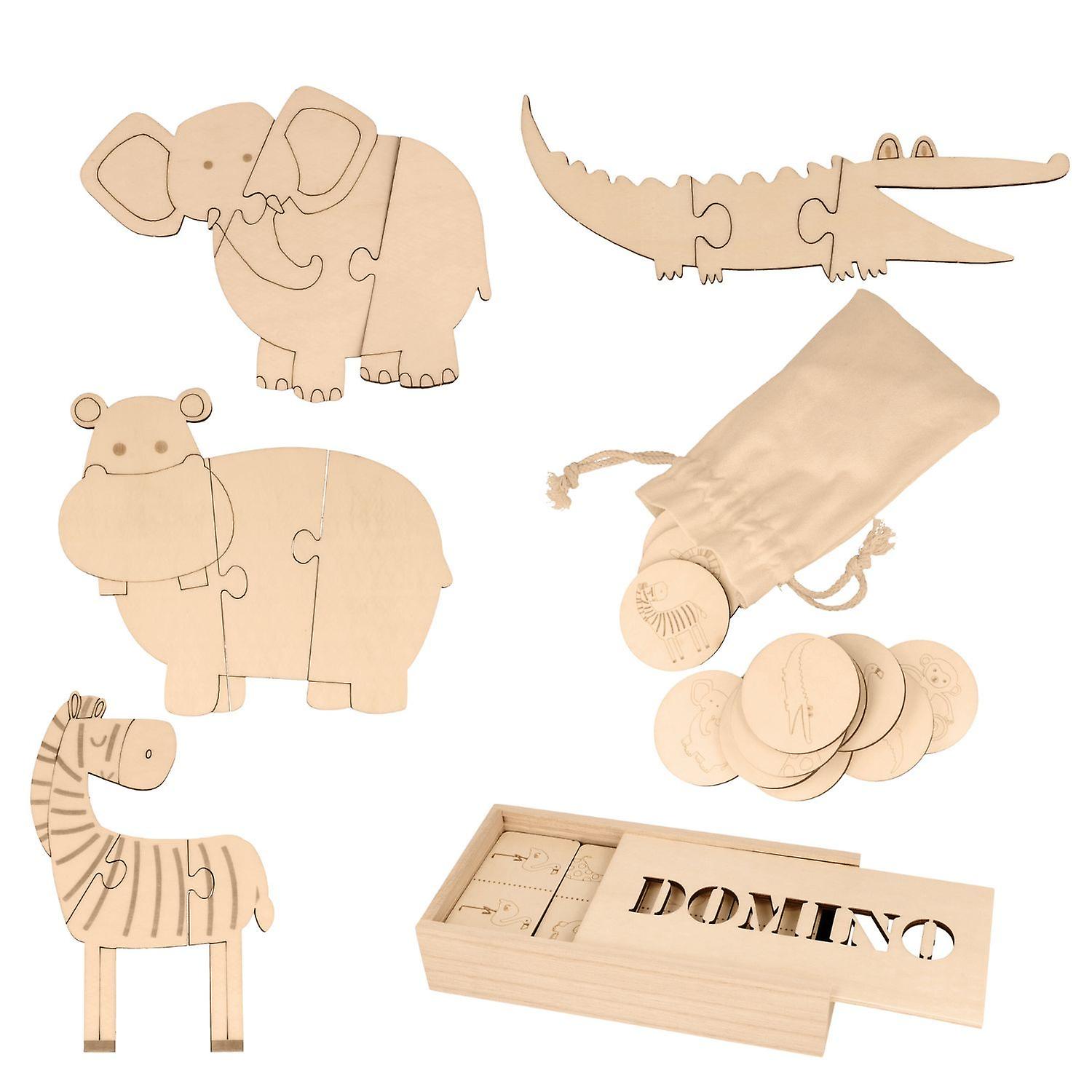 3 Wooden safari games for children