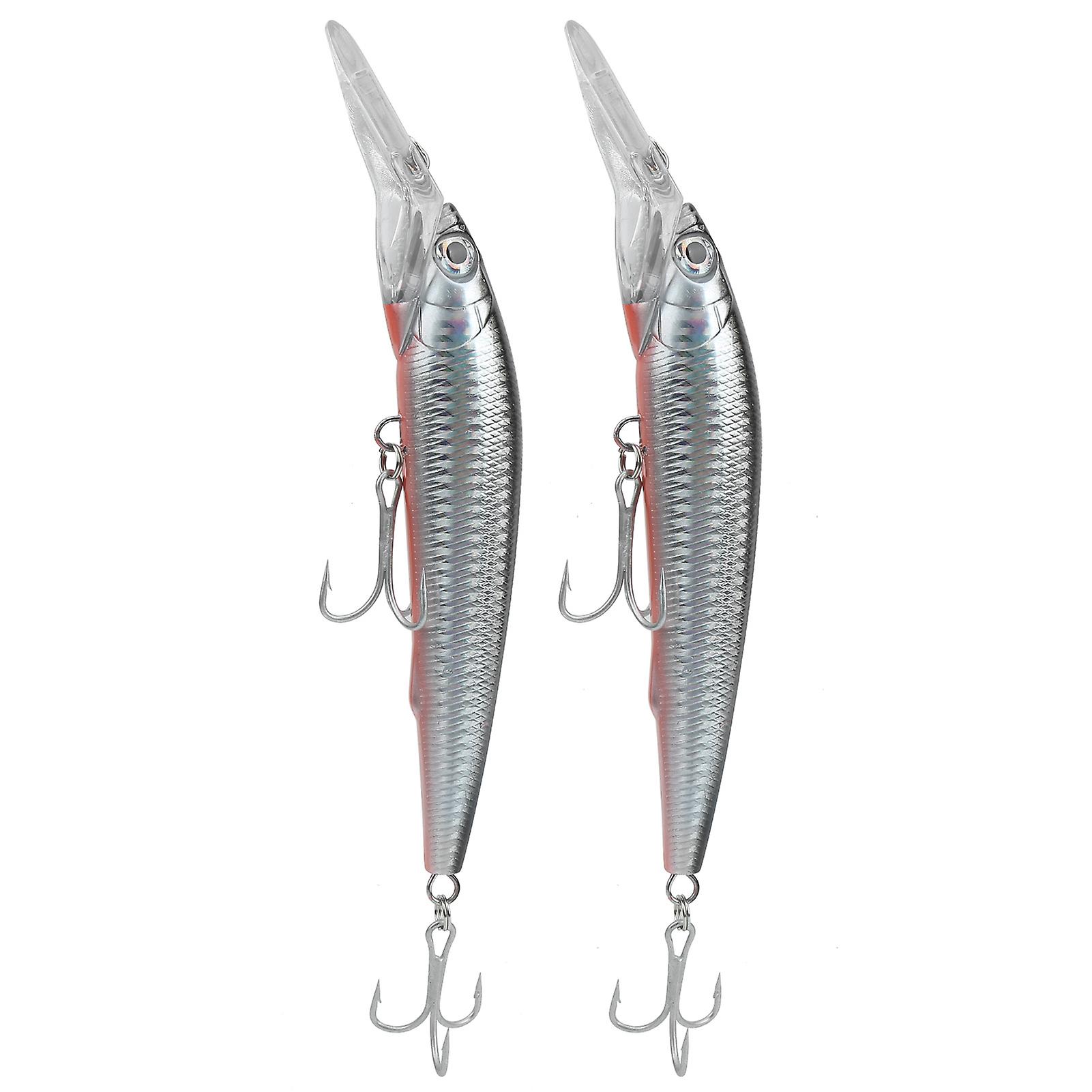 2Pcs Plastic Artificial Simulation Deep Diving Minnow Lure Bait Fishing Accessory4#