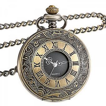 SBMLV-Quartz Pocket Watch for Men with Black Dial and ChainBronze