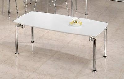 Lila White Coffee Table Rectangular Top Chrome Legs