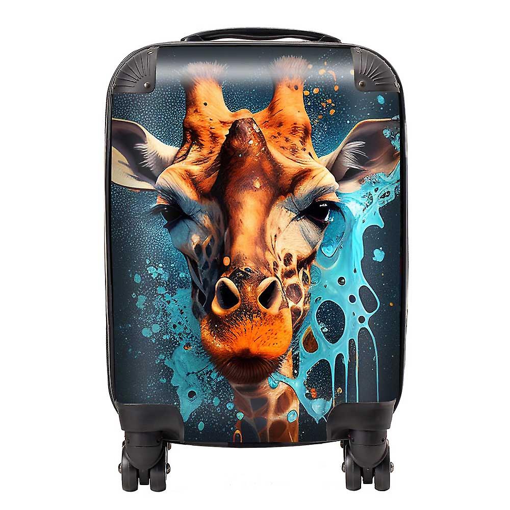 Blue Giraffe Face Splashart Suitcase