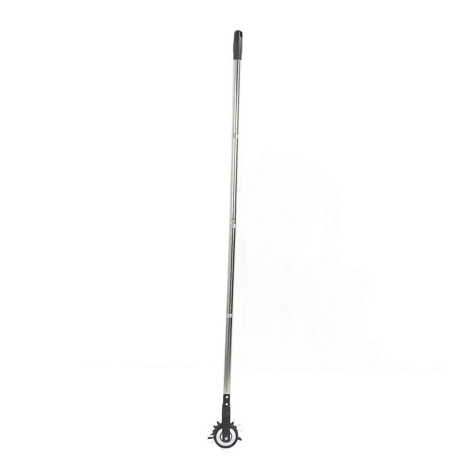 Rotary Lawn Edger with Single Wheel Manganese Stainless Steel Manual Lawn Edging Cutter with Handle for Yard Garden Landscape Sidewalk 4 Section 171cm