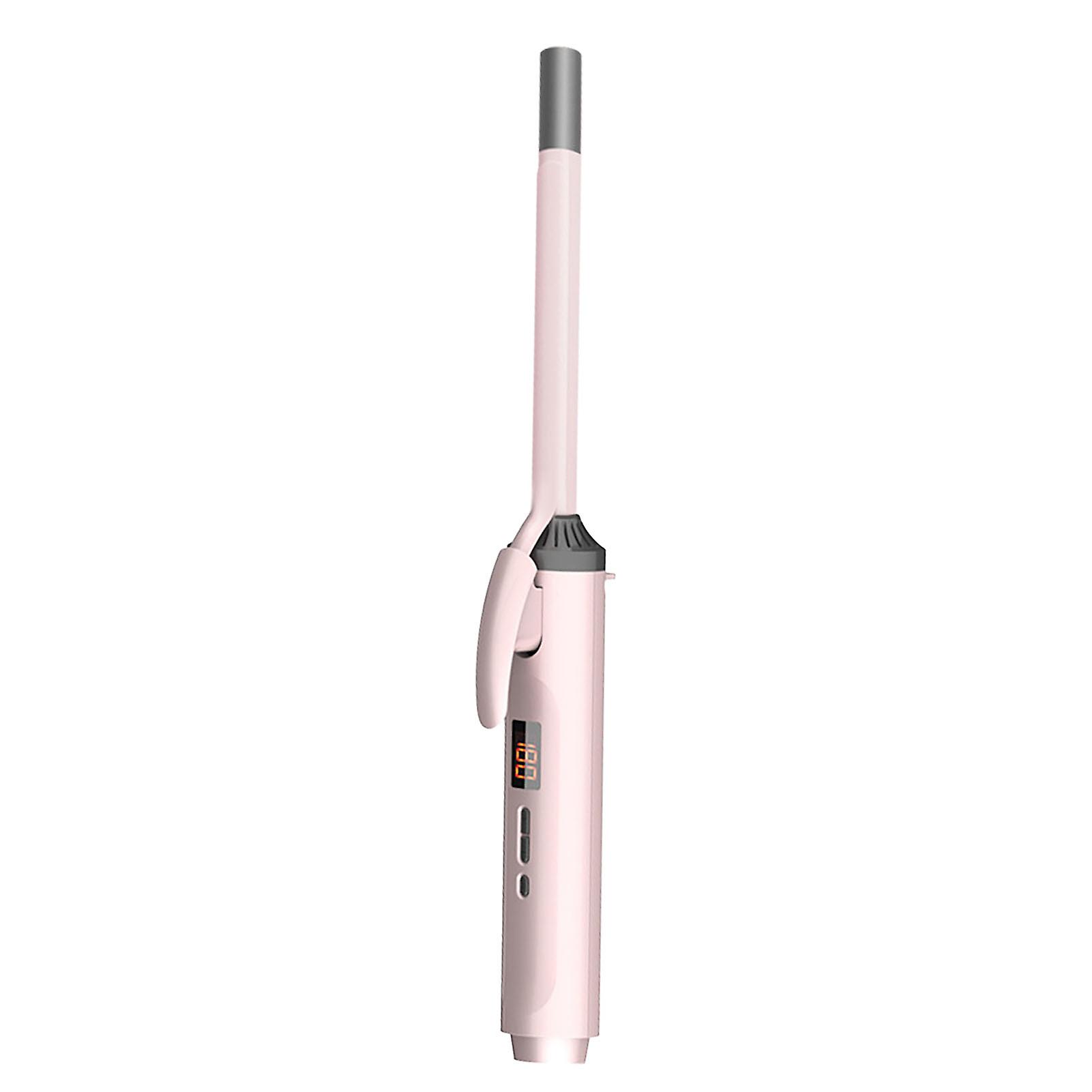 Fer à boucler en céramique tourmaline à chaleur instantanée pour cheveux fins, écran LCD 13 mm, rose